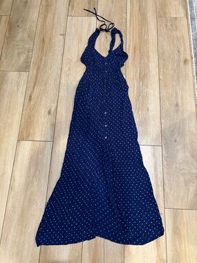 Billabong Navy Polka Dot Halter Maxi Dress